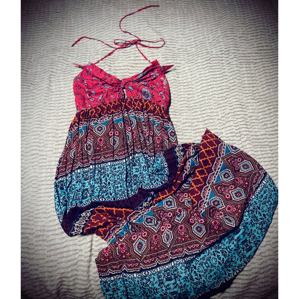 🍒3/$45🍒~ Maxi Halter Top Boho Multicolour Dress